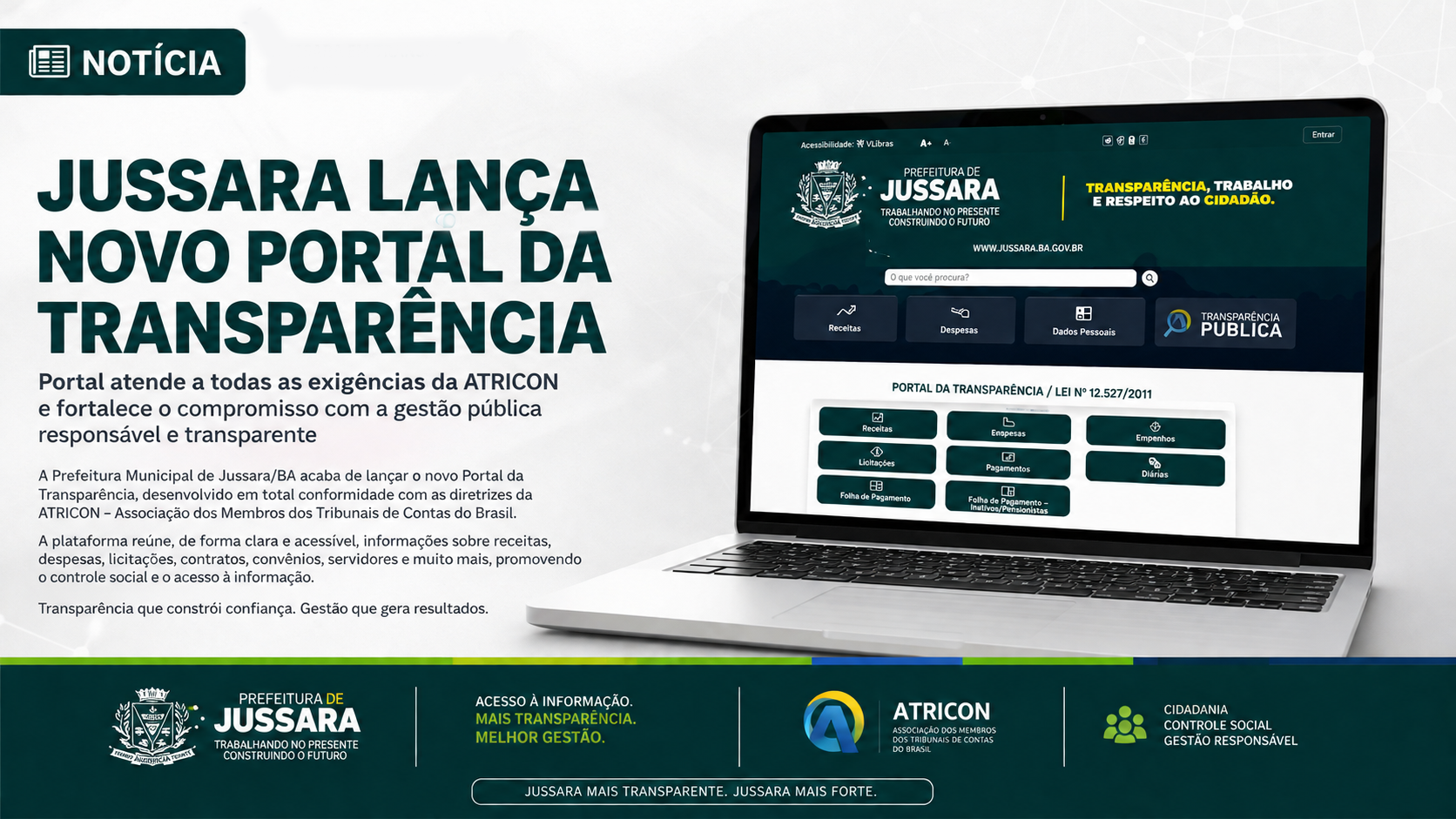 Lançamento do novo Portal da Transparência do Municipio de Jussara/Ba